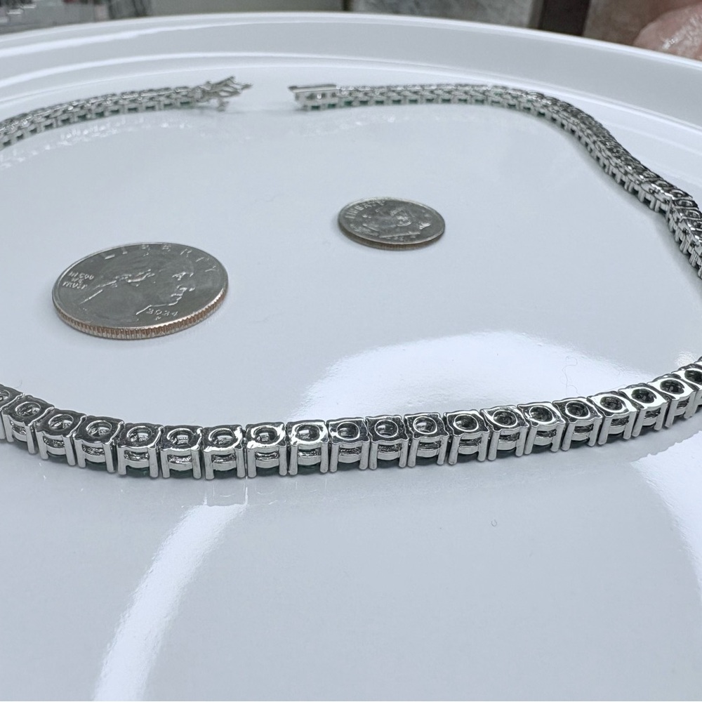 4MM Green Cubic Zirconia Tennis Chain Necklace (NWOT) - Picture 8 of 11